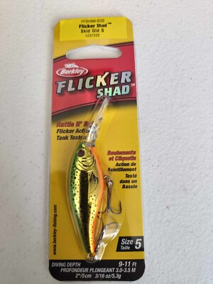 Flicker Shad -rattle n' roll. Speckled gold shiner Size 5: 2-inch, 3/16 oz