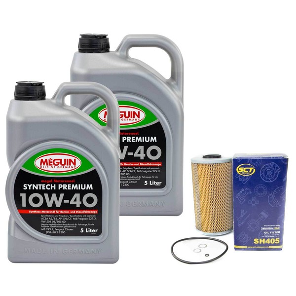 MotoröL Set Syntech SAE 10W-40 Meguin 10 Liter + ÖLfilter FüR Range Rover II 2.5-image