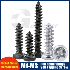 Pan Head Phillips Drive Self Tapping Screws M1 - M3 Nickel Plated Steel DIN 7981