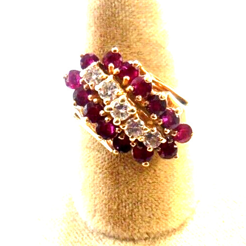 Diamond, Ruby, Topaz Set 14K Solid Yellow Gold Wa… - image 1