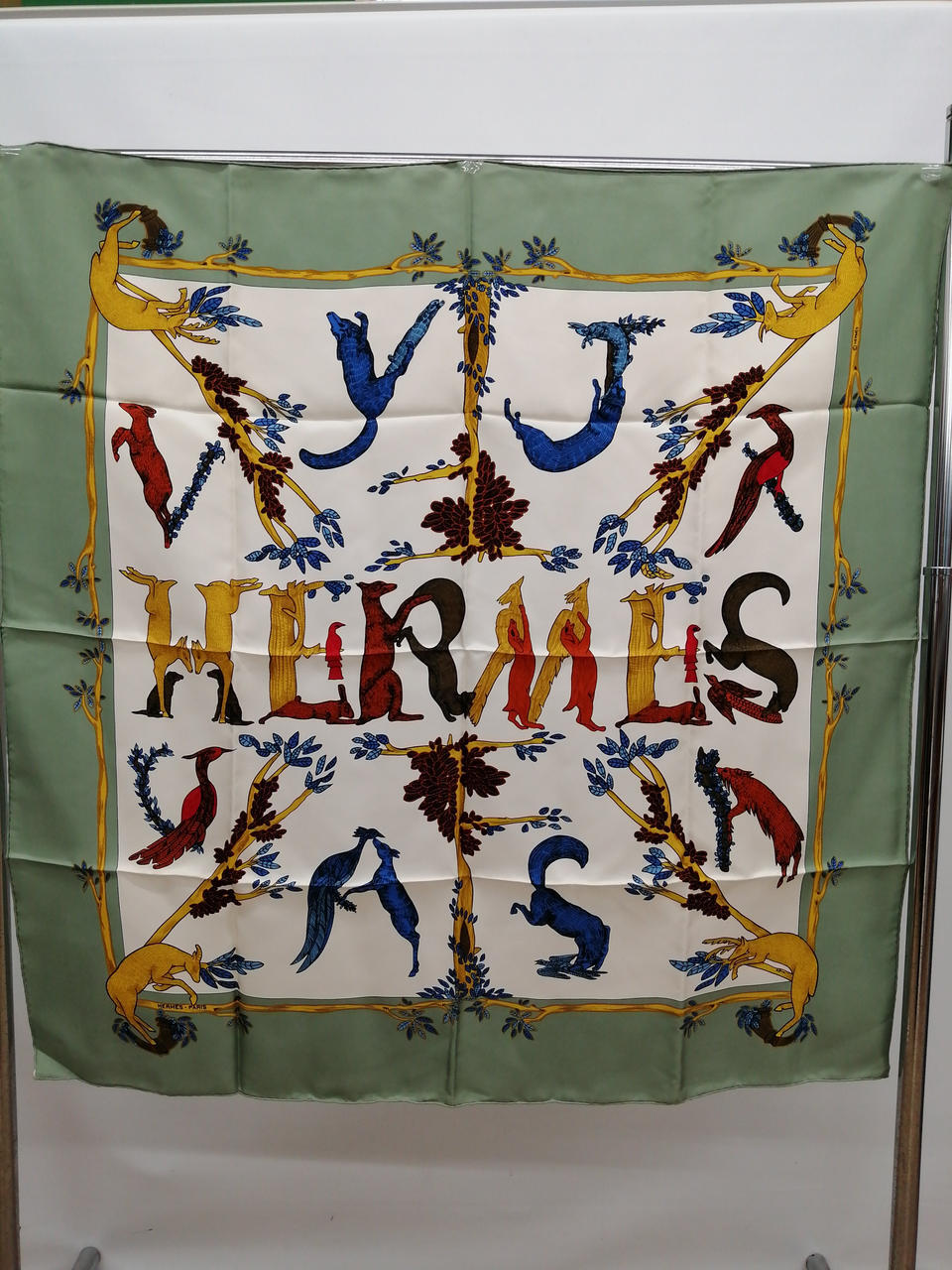 Authentic HERMES Silk Scarf Multicolor Fashionable Womens Made in France