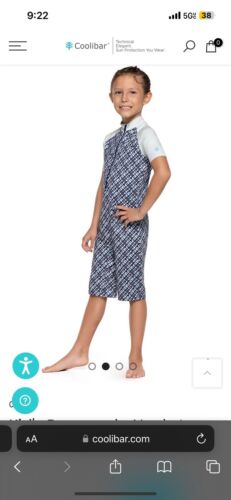 Size medium youth Coolibar UPF 50+ Kid's Barracuda Neck-to-Knee Surf Swimsuit - Picture 3 of 4