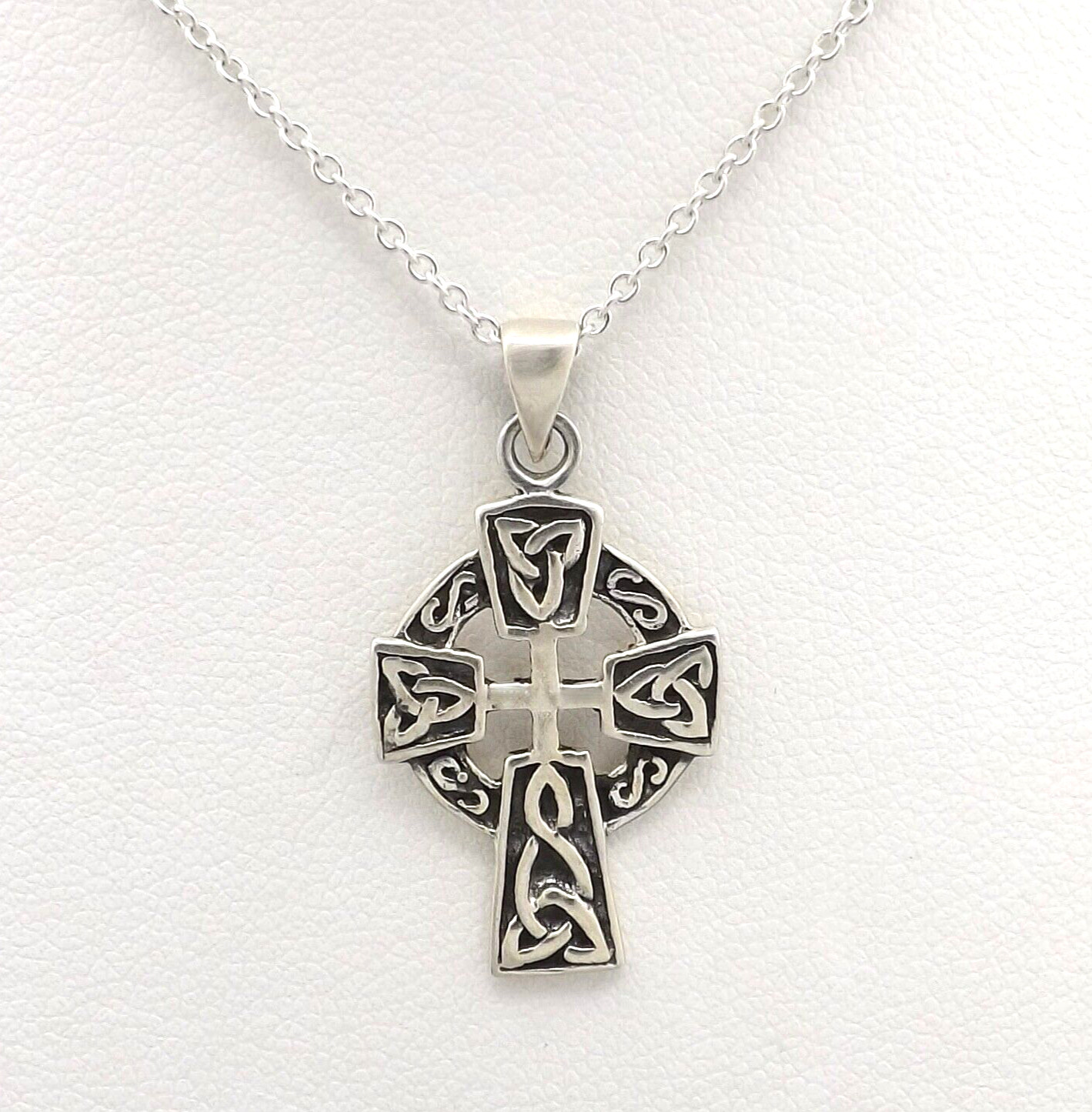 Sterling Silver Irish Celtic Knot Cross Pendant Neckl… - Gem