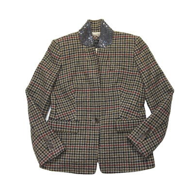NWT J.Crew Regent Beaded Collar Blazer in Saddle Berry Apricot Houndstooth 6P
