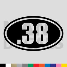 .38 Caliber Oval Vinyl Die Cut Decal Sticker - Ammo 2A Gun Rights Rifle Pistol