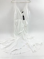 NWT Lulus Dress Women’s XL White Enchanted Moments Satin Ruffle High Low