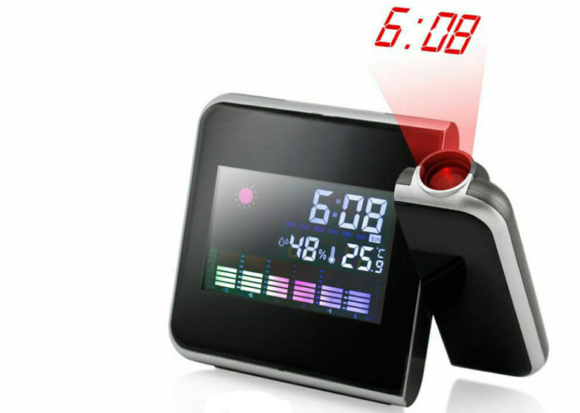 LED Digital Projection Alarm Clock Backlight snooze color Ceiling projector