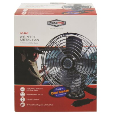 RoadPro RP-1179 12-Volt Heavy-Duty Metal Fan plugs cigarette lighter socket  NEW