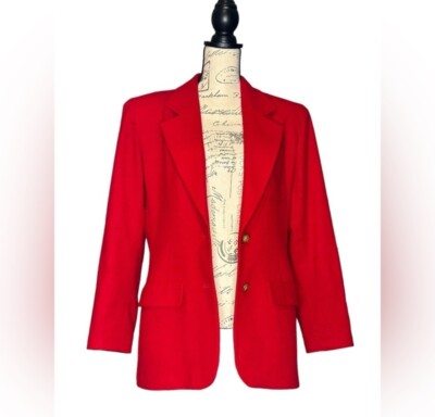 Lizsport by Liz Claiborne Vintage Wool Blend Red Jacket Blazer Lined Size 4 EUC