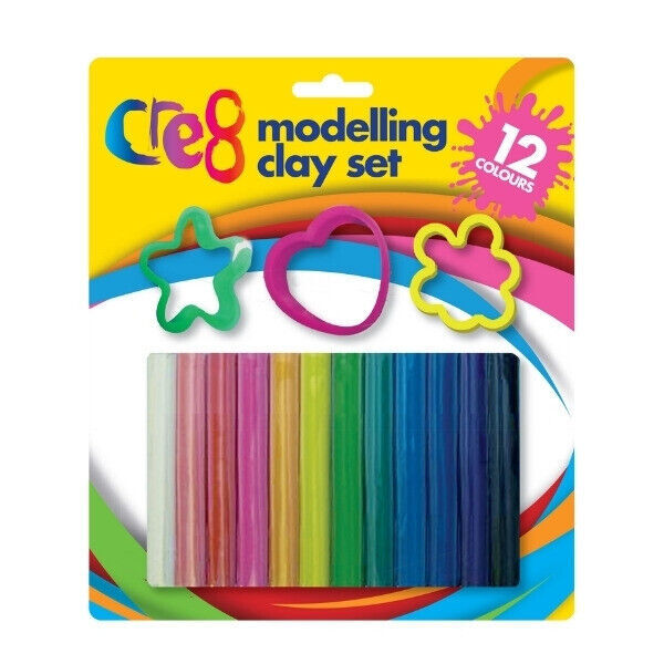 12 Strips Kids Modelling Clay Set Non Toxic Plasticine Art Craft Dough Mould New
