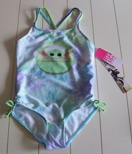 Girls Star Wars the Mandalorian Baby Yoda 1 Pc Lined Swimsuit Sz 6X