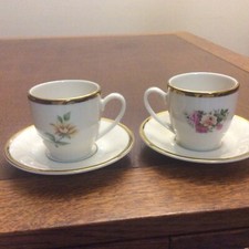2 - Pickard Mini Cup and Saucers Made In USA 4 1/2” Saucer X 2 1/2” X 3 1/4” Tal