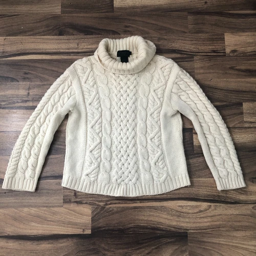 Peregrine Vinage Fishermans Sweater Medium Ivory Wool Turtleneck Pullover Jumper