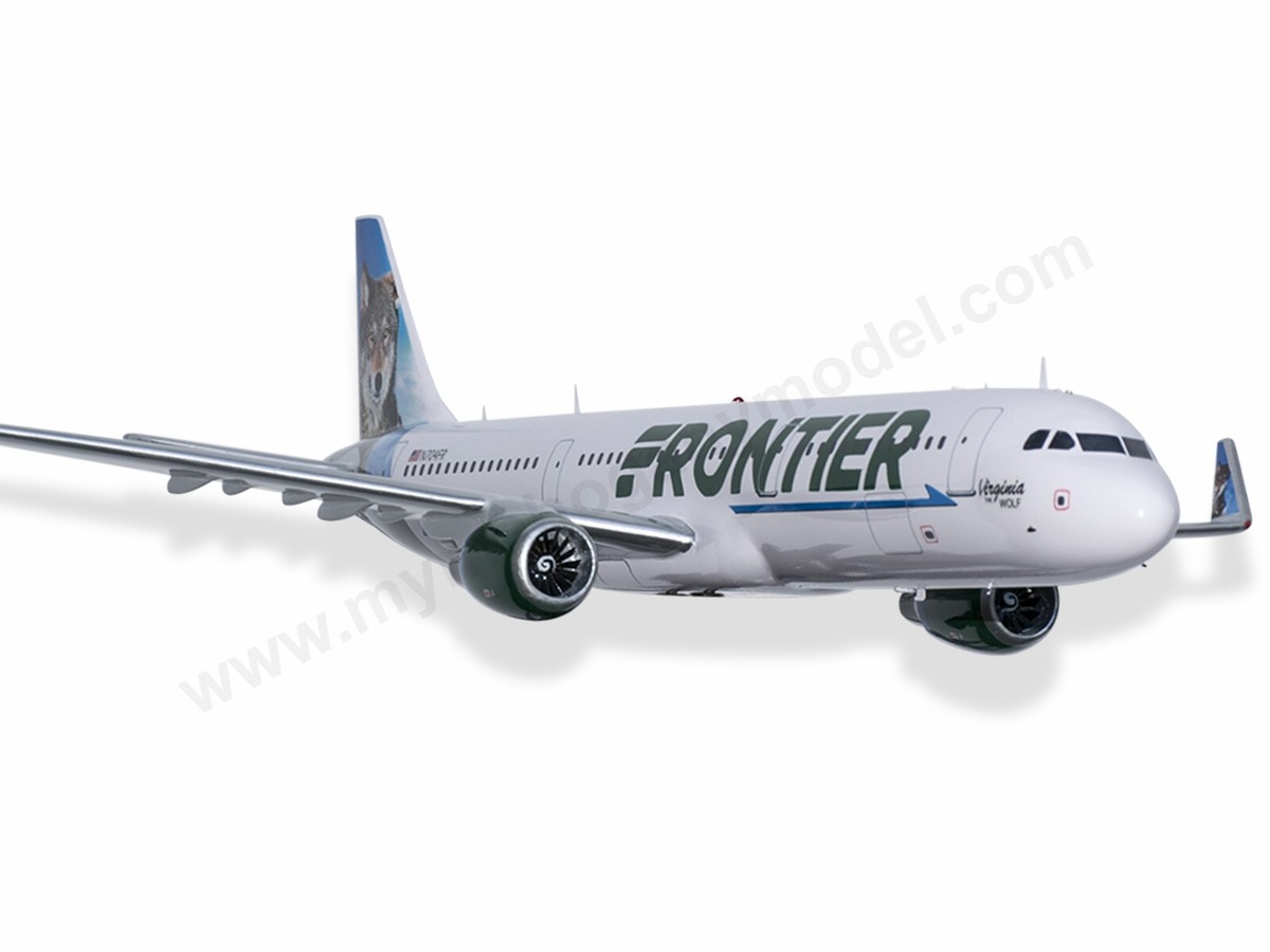 Airbus A321 Frontier Airlines Virginia the Wolf Desk Wood Airplane