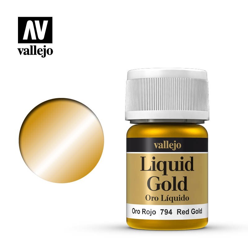 Vallejo 70.794 Rotgold Metallic Acrylic Paint, Alcohol-Based, 35 ml - Image 3