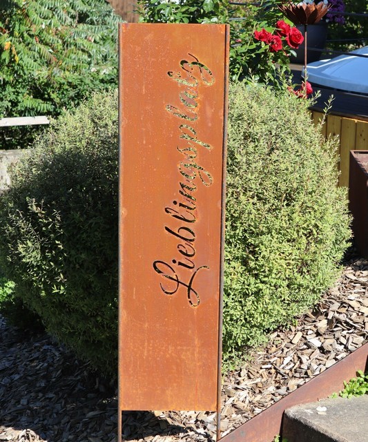 Edelrostschild Lieblingsplatz Stele Gartendeko Metall Rost Edelrost Ebay
