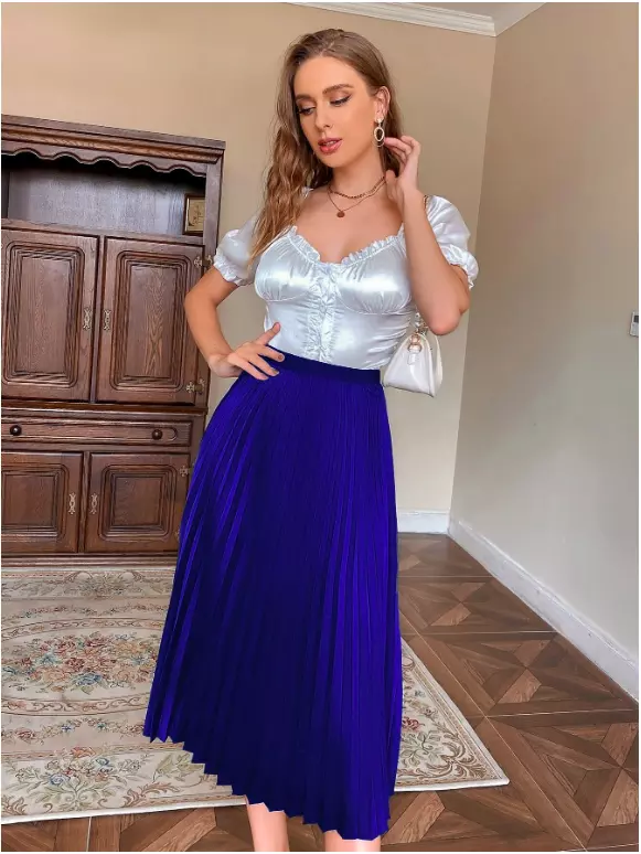 Blue pleated skirt clearance xs