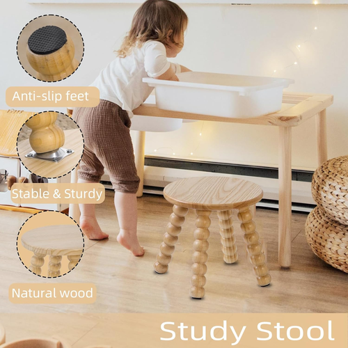 Solid Wooden Step Stool for Kids Adults, 10 Inch Short Chair Perfect Matched Sen - Picture 2 of 12