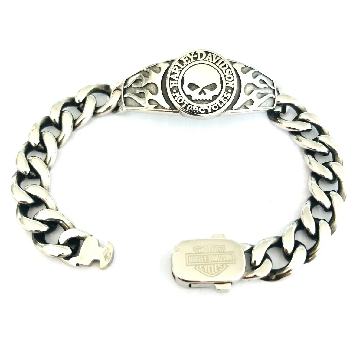 Harley-Davidson® Womens Bangle, White Bling Willie G Skull Charm Bracelet  HSB0043 - Wisconsin Harley-Davidson