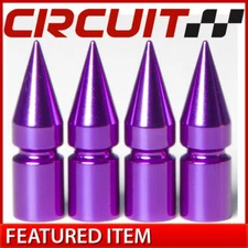 4 Circuit Purple Aluminum Metal Spike Tire Wheel Valve Stem Caps Fits Chevy Ford