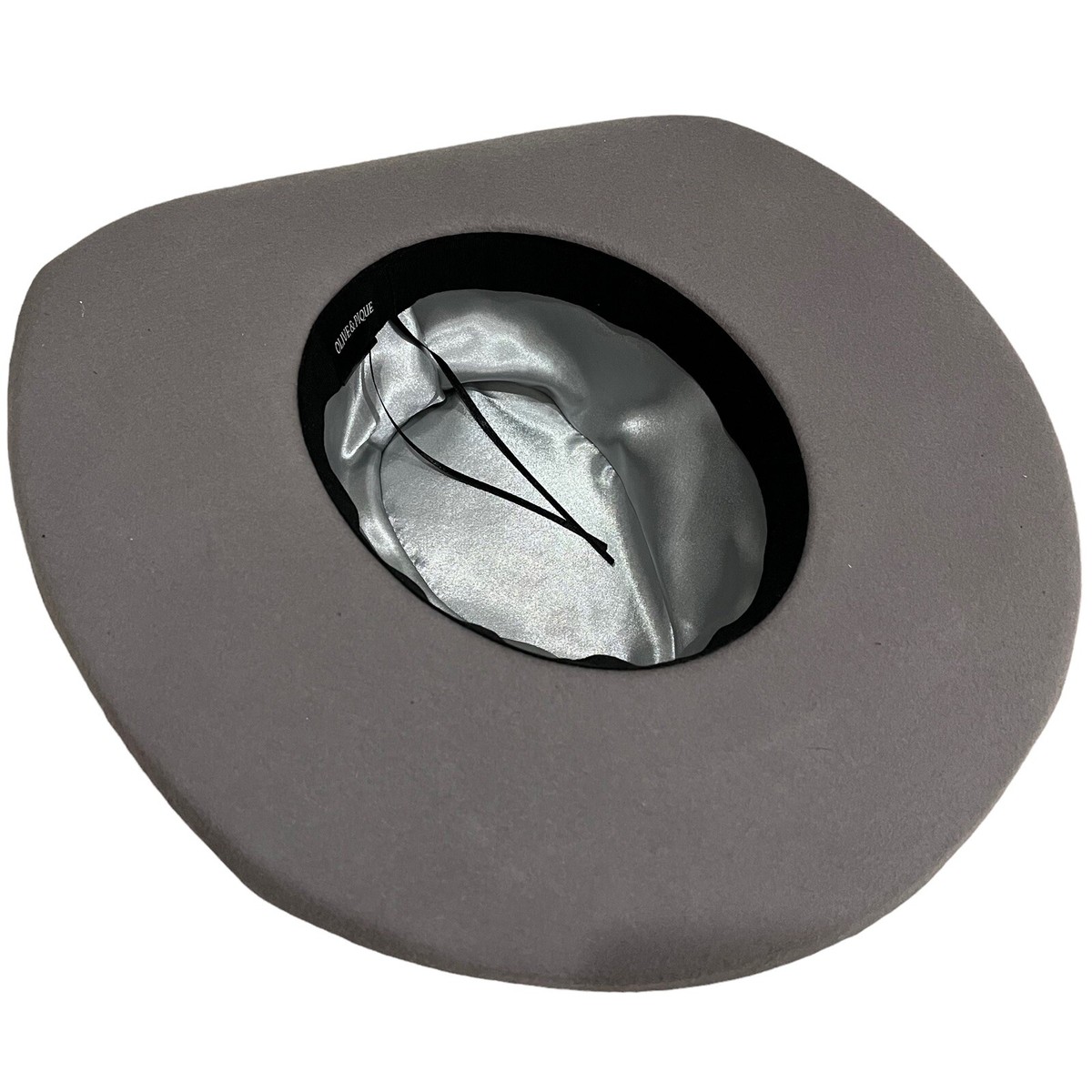 NWT Olive @ Pique Gray Wide-Brim Hat Olive & Pique - Western Cowboy Hat, 100% Wool Felt, Feather  main image 3
