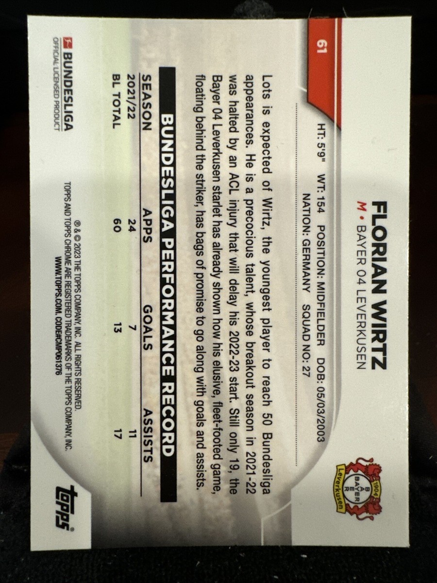 22-23 Topps FLORIAN WIRTZ パラレルカード 99シリ 22-23 Topps