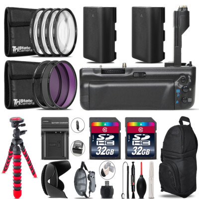 Battery Grip for Canon EOS 5D Mark IV + 2x LP-E6 Battries  + 64GB Kit - 77mm