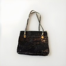 Vintage Black Mesh Purse Shoulder Bag Braided Strap Evening Wear