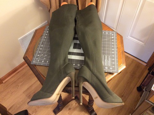 Cape Robbin Elnora-27 Womens Woven Green Open Toe Over The Knee Boots Size 11 - Picture 3 of 7