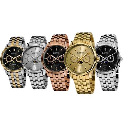 Men's August Steiner AS8050 Multifunction Date Day Moon Phase Diamond Watch  | eBay