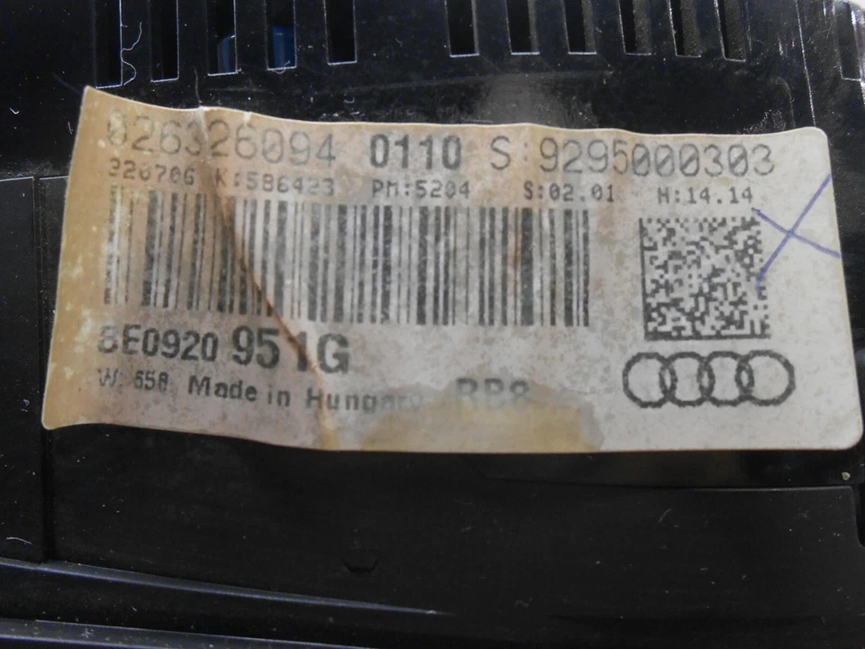 2007 AUDI A4 СПИДОМЕТР КЛАСТЕР БЕЗ НАВИГАЦИИ 8E0920951G IC 51119 SE0056 - Изображение 3 из 4