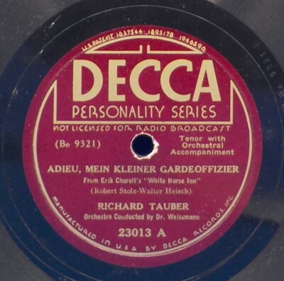 Richard Tauber (German & English) 78 Adieu Mein Kleiner Gardeoffizier BX1C