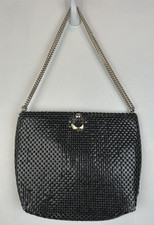 Vintage Whiting Davis Purse Black Mesh Shoulder Bag Chain Strap Gold Read