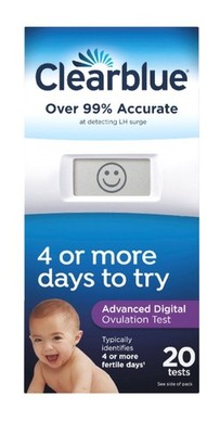 Clearblue Digital Ovulation Test, Digital Display, 20 Tests.  4 UNOPENED BOXES