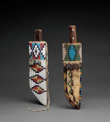 #ad Native American Sioux Handmade Knife Sheath Indian Beaded Knife Cover 2 Pcs $97.90