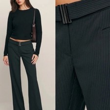 Reformation ROWE Pinstripe Low Rise Wide Leg Dress Pants Womens Size 4