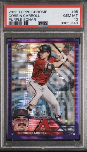 2023 Topps Chrome Corbin Carroll Purple Sonar Refractor /275 RC ROOKIE PSA 10 MT