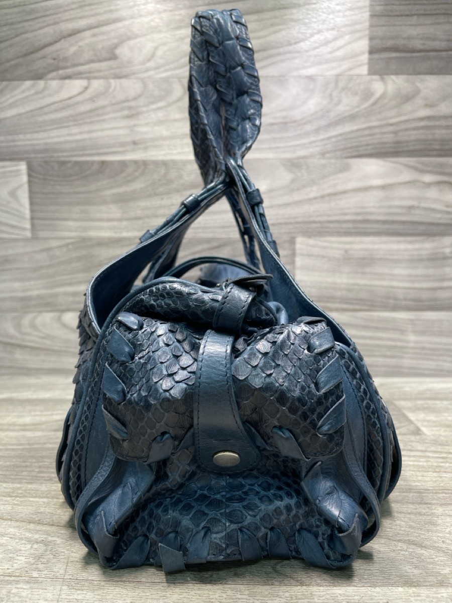 Chloé Python Leather Paddington Satchel Blue Silv… - image 7