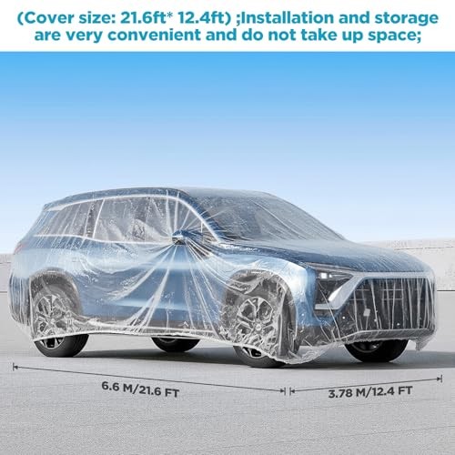 pcs Disposable Car Cover Clear Plastic Car Cover Waterproof Cars Covers for 4 - Picture 2 of 7