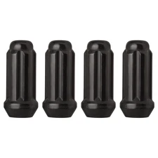 Black 9/16-18 Lug Nuts For Aftermarket Wheels - Closed End XL Spline - Pack of 4