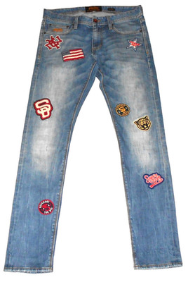 SUPERDRY HERREN JEANS COPPER SKINNY 33/32 PATCHE DESIGN DENIM BLUE OPTIK HOSE
