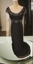 New Adrianna Papell Vtg Gown 60'S Sz 10 blk  empire Gorgeous Beaded Blouson Nwt