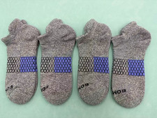 4 Pairs Bombas Men's Solid Ankle Socks Size Large 9-13 Grey