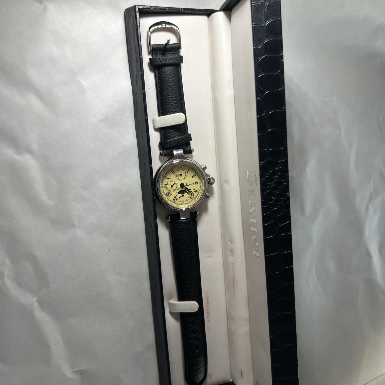 Stauer 1922 Moon Phase Automatic Silver Watch - image 5