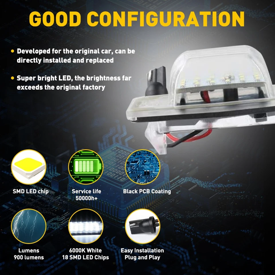 Para Escape Ford Mazda Tribute Miata MPV Completo Blanco LED Luz de matrícula E Foto 3 de 4