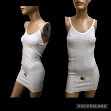 LOT-2 VTG DEADSTOCK 1940s 50s WOMENS WIFE BEATER Ribbed UNDERSHIRTS Sz XXS