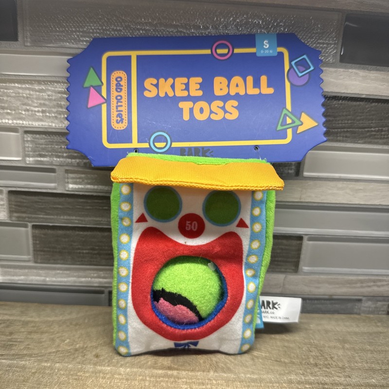 New Barkbox Skee Ball Toss Small Bark Dog Plush Ball & Crinkle Squeaky Toy