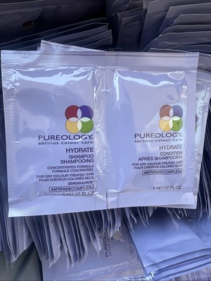 10 X Hydrate Shampoo & Conditioner Duo Packets  Pureology 5ml