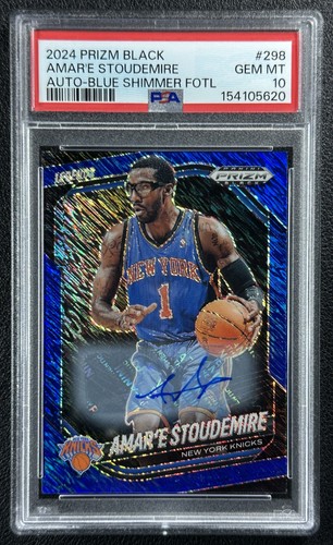 AMAR'E STOUDEMIRE PSA 10 2024 PANINI PRIZM BLACK #298 AUTO BLUE SHIMMER 9/25