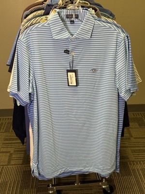 NWT MEN'S PETER MILLAR POLO, SIZE: S, COLOR: BLUE STRIPED (M10.20)